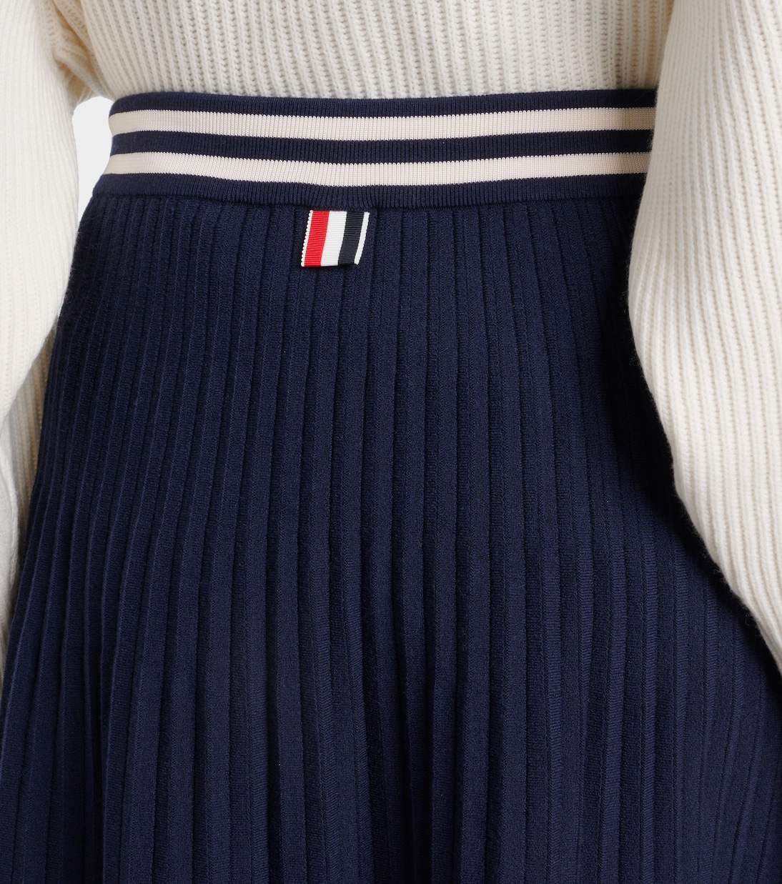 细皱布羊毛混纺中长半身裙 | Thom Browne