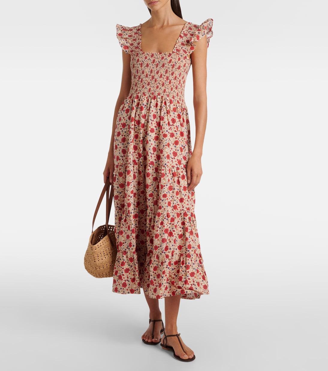 Abito midi Kendall in voile di cotone con stampa floreale | Rixo