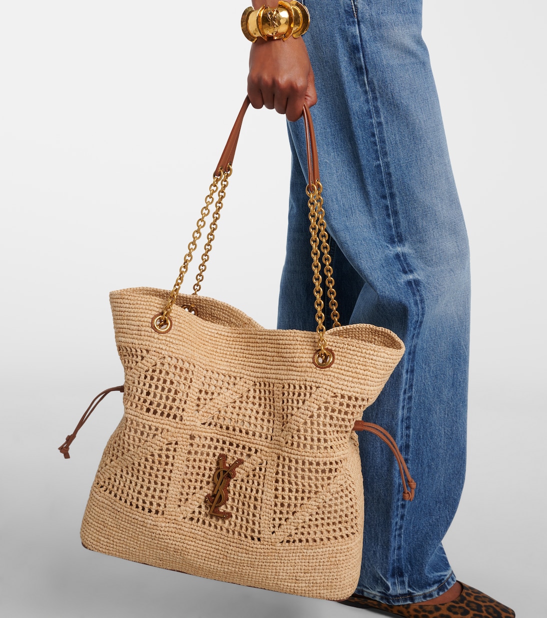 Jamie Cassandre raffia tote bag | Saint Laurent