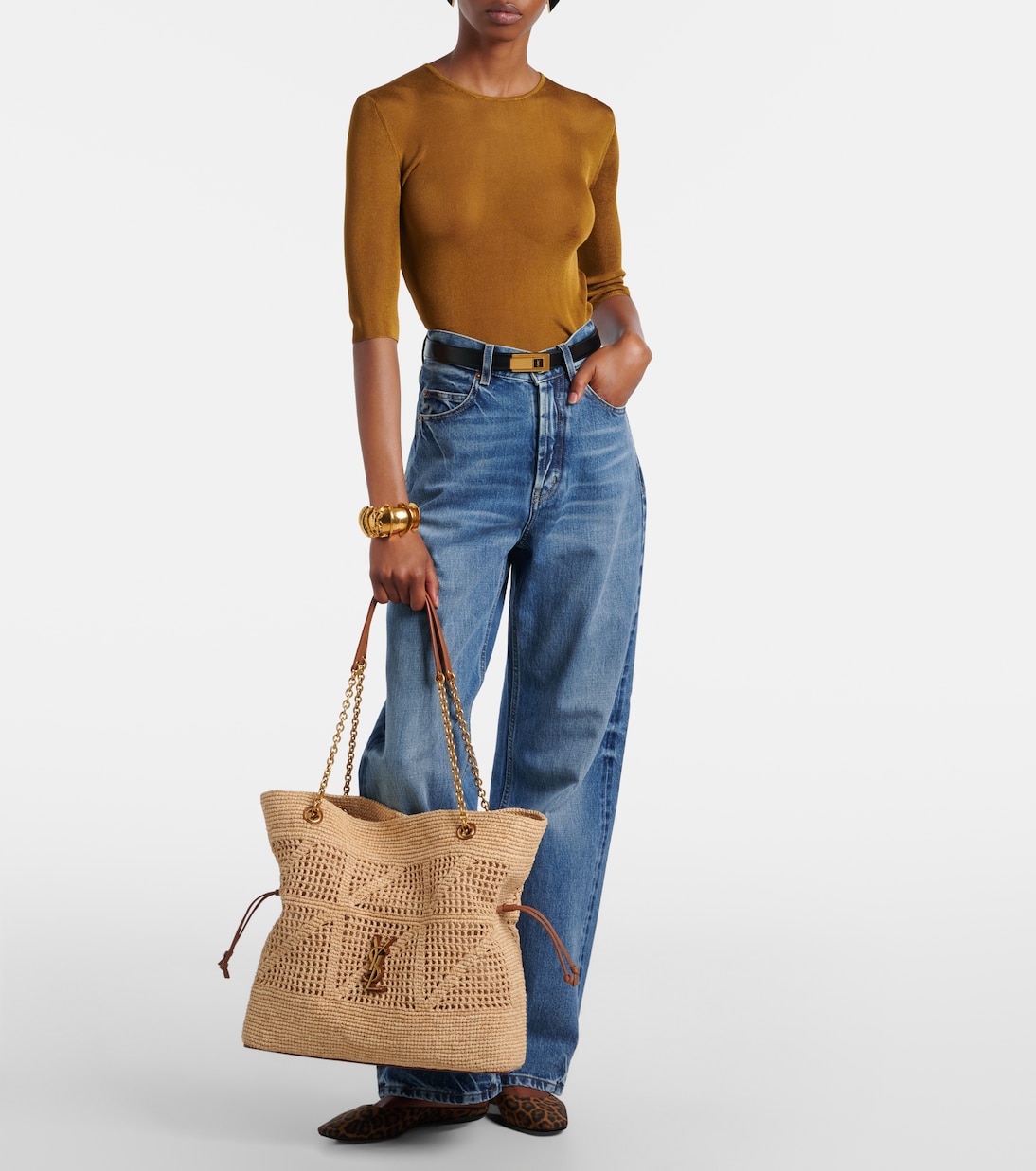 Jamie Cassandre raffia tote bag | Saint Laurent