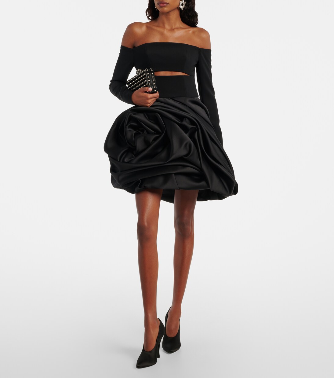 Miniabito in raso con scollo bardot | Carolina Herrera