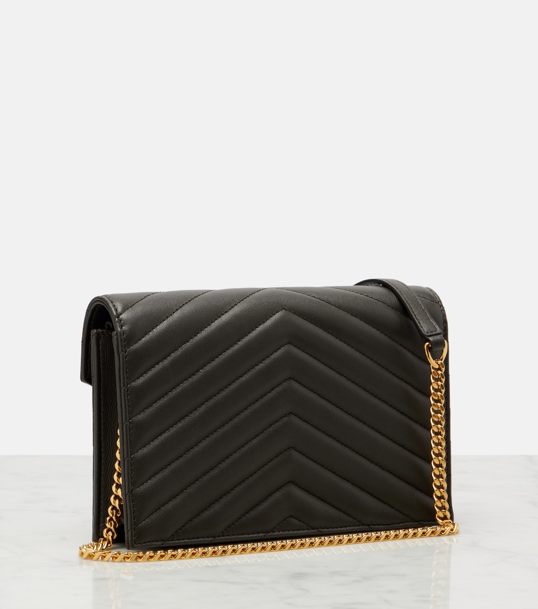 Cassandre matelassé envelope leather wallet on chain | Saint Laurent