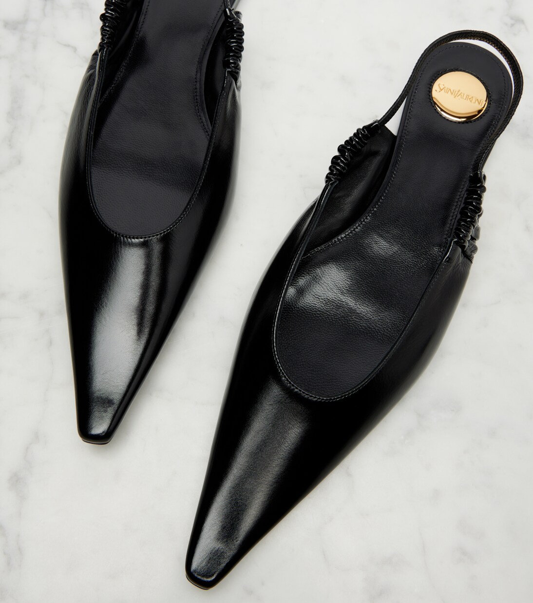 皮革露跟平底鞋 | Saint Laurent