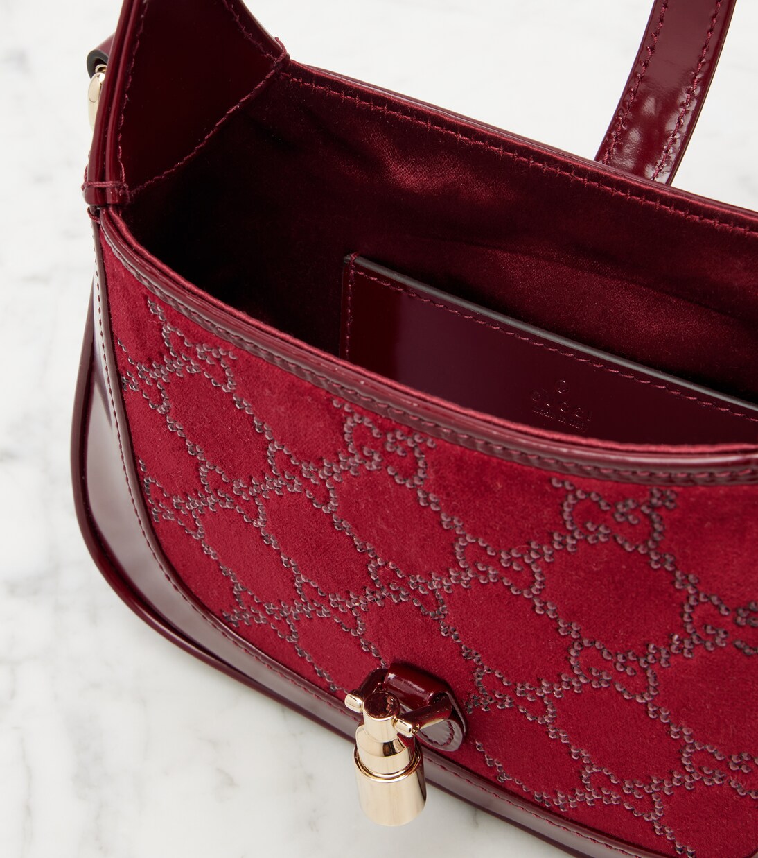 Tote Bag Jackie aus Samt und Lackleder mit Kristallen | Gucci