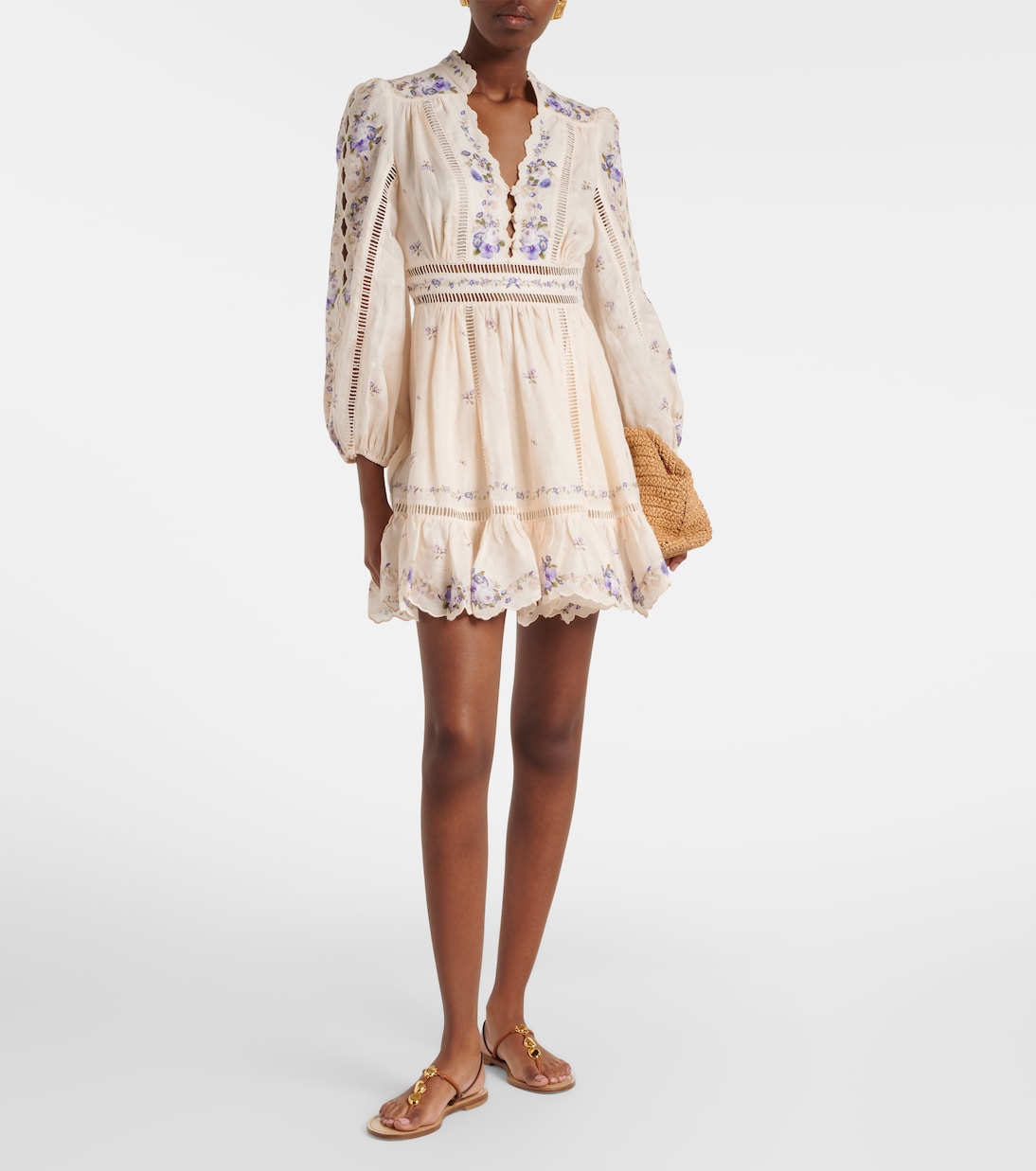 Patience floral linen minidress | Zimmermann