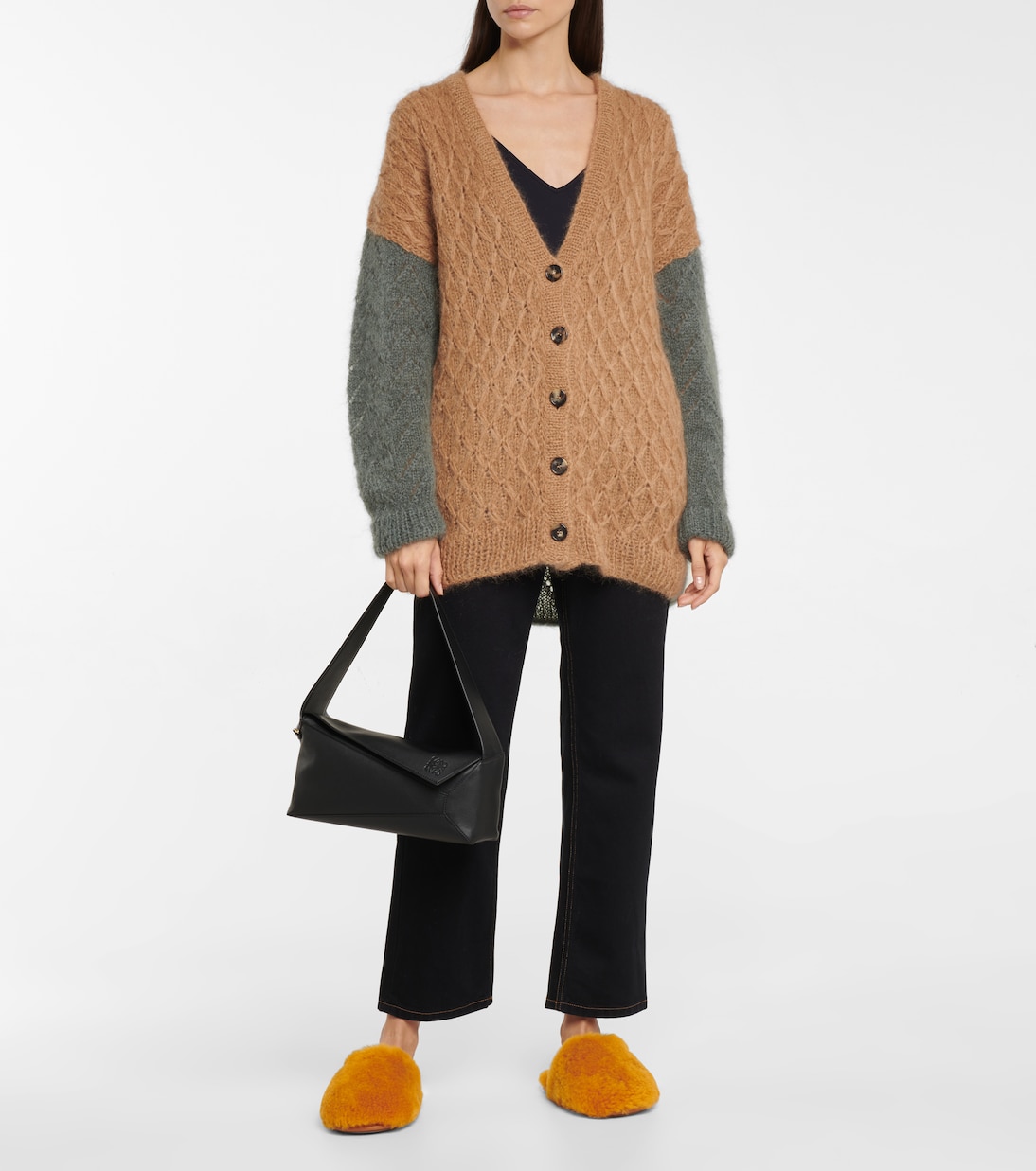 Logo-patch shearling slippers | Loewe