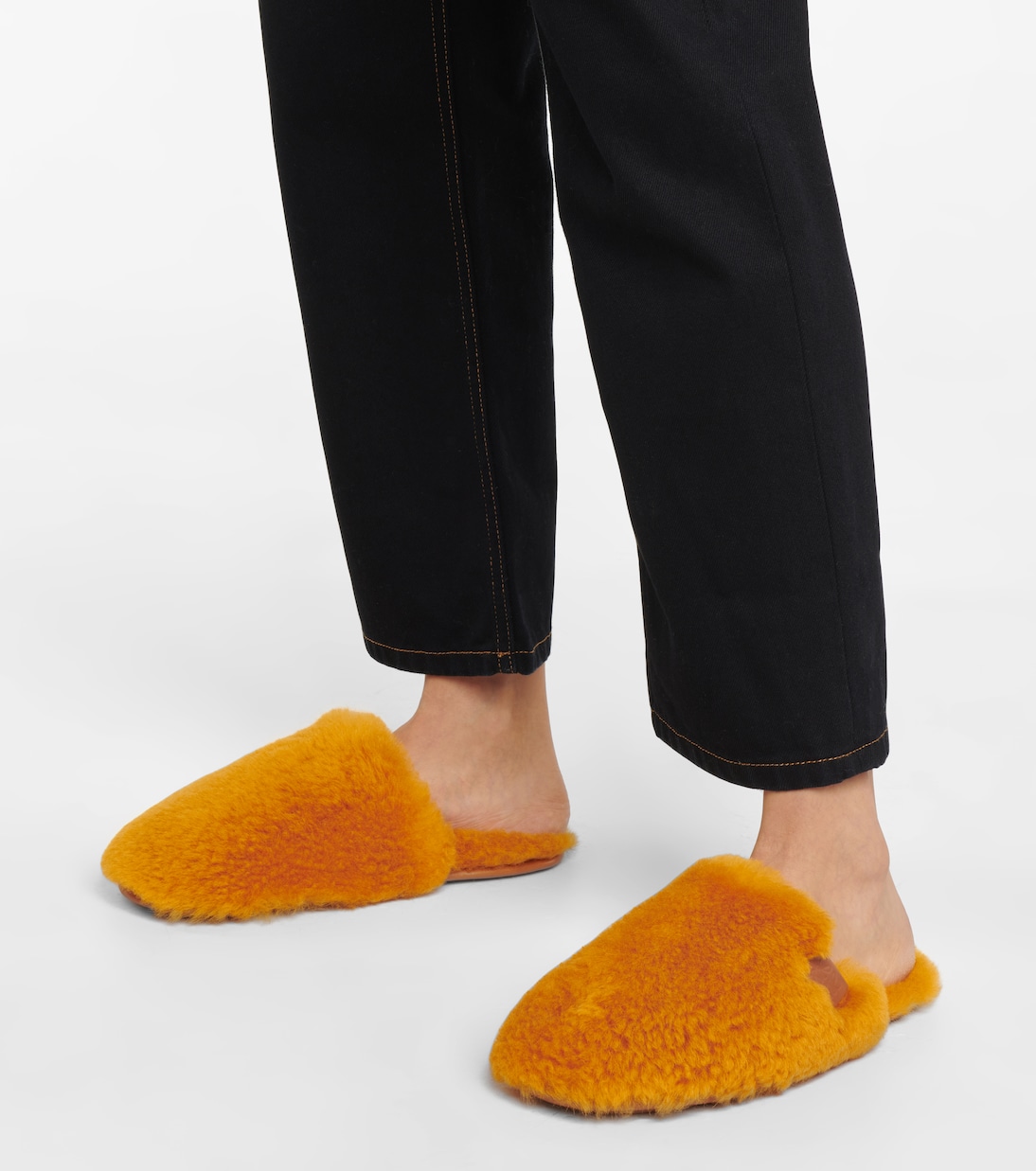Logo-patch shearling slippers | Loewe