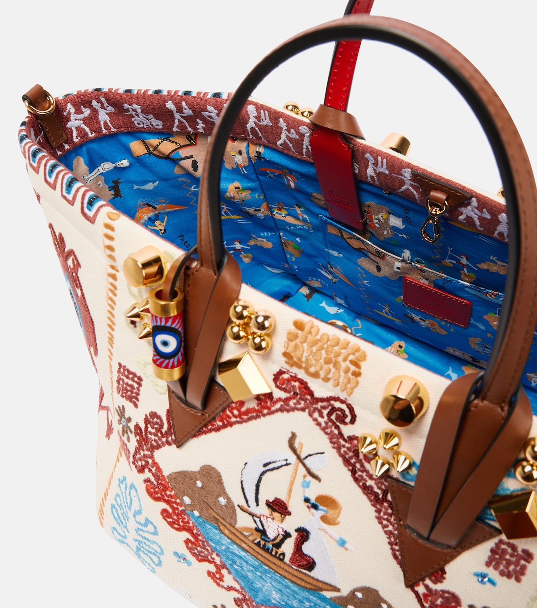 Borsa Greekaba Small in canvas e pelle | Christian Louboutin