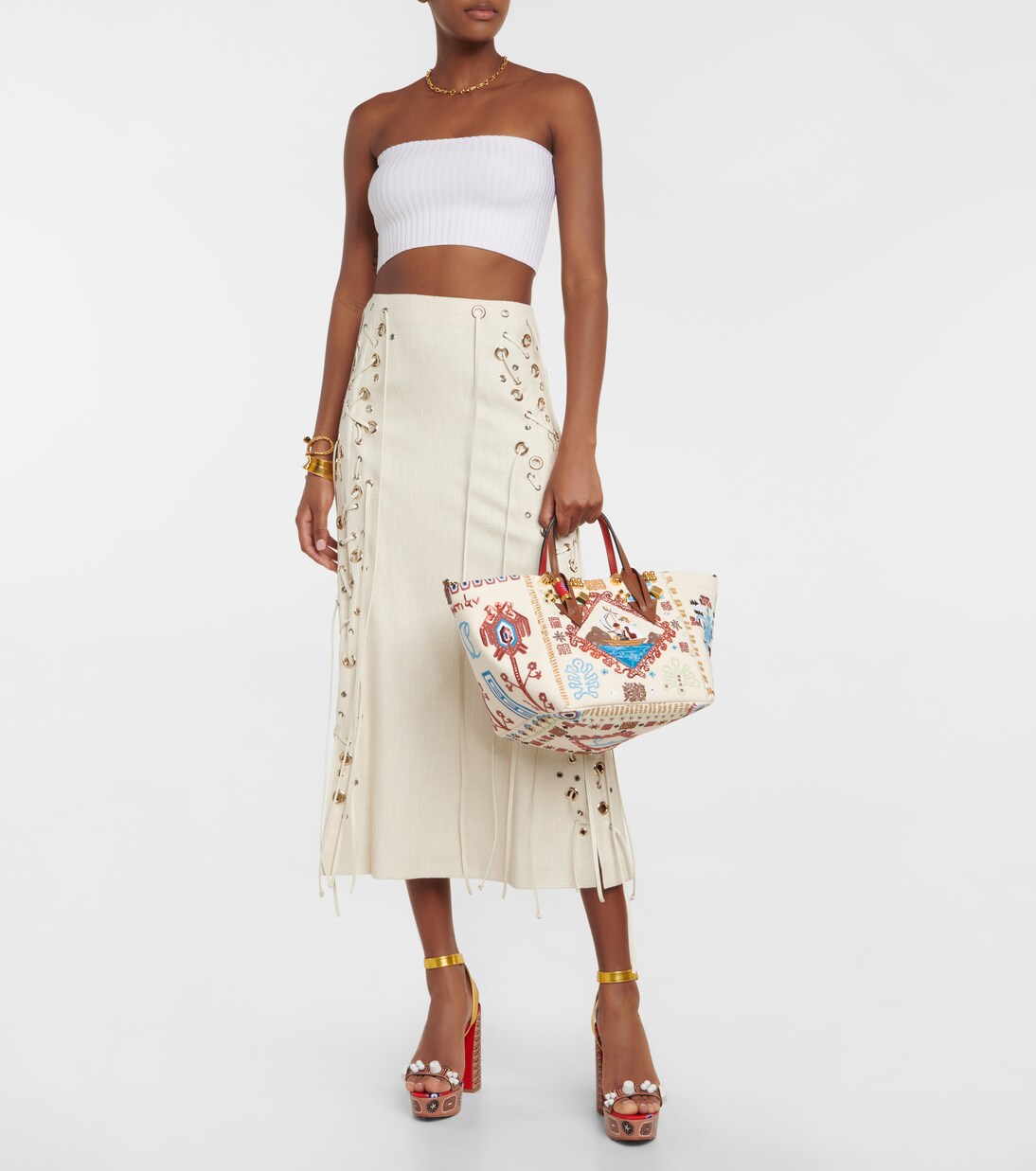 Borsa Greekaba Small in canvas e pelle | Christian Louboutin