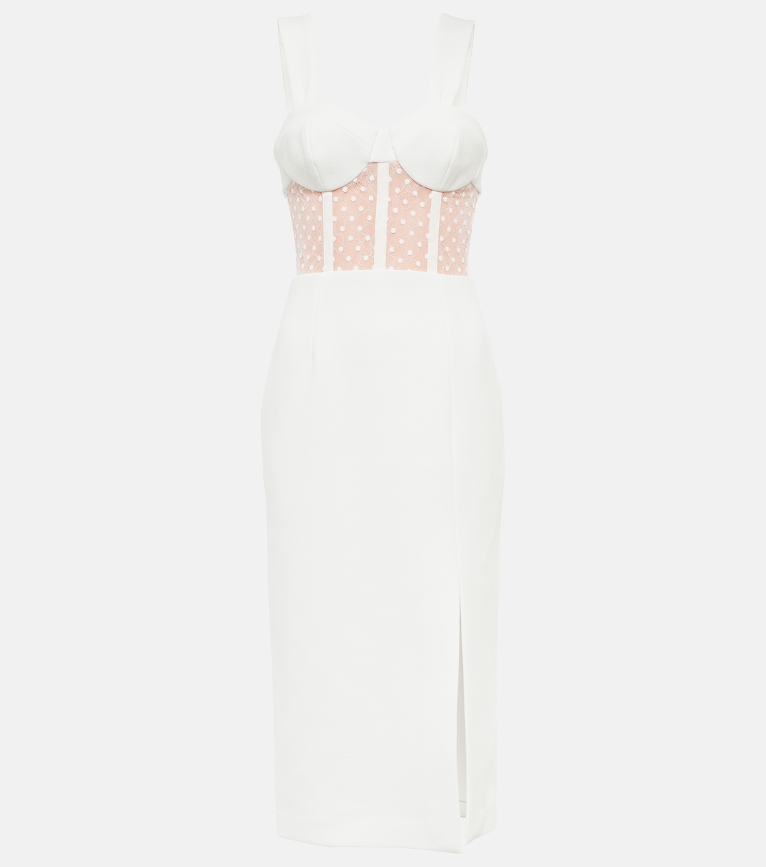 Bridal Francine crêpe bustier midi dress | Rebecca Vallance