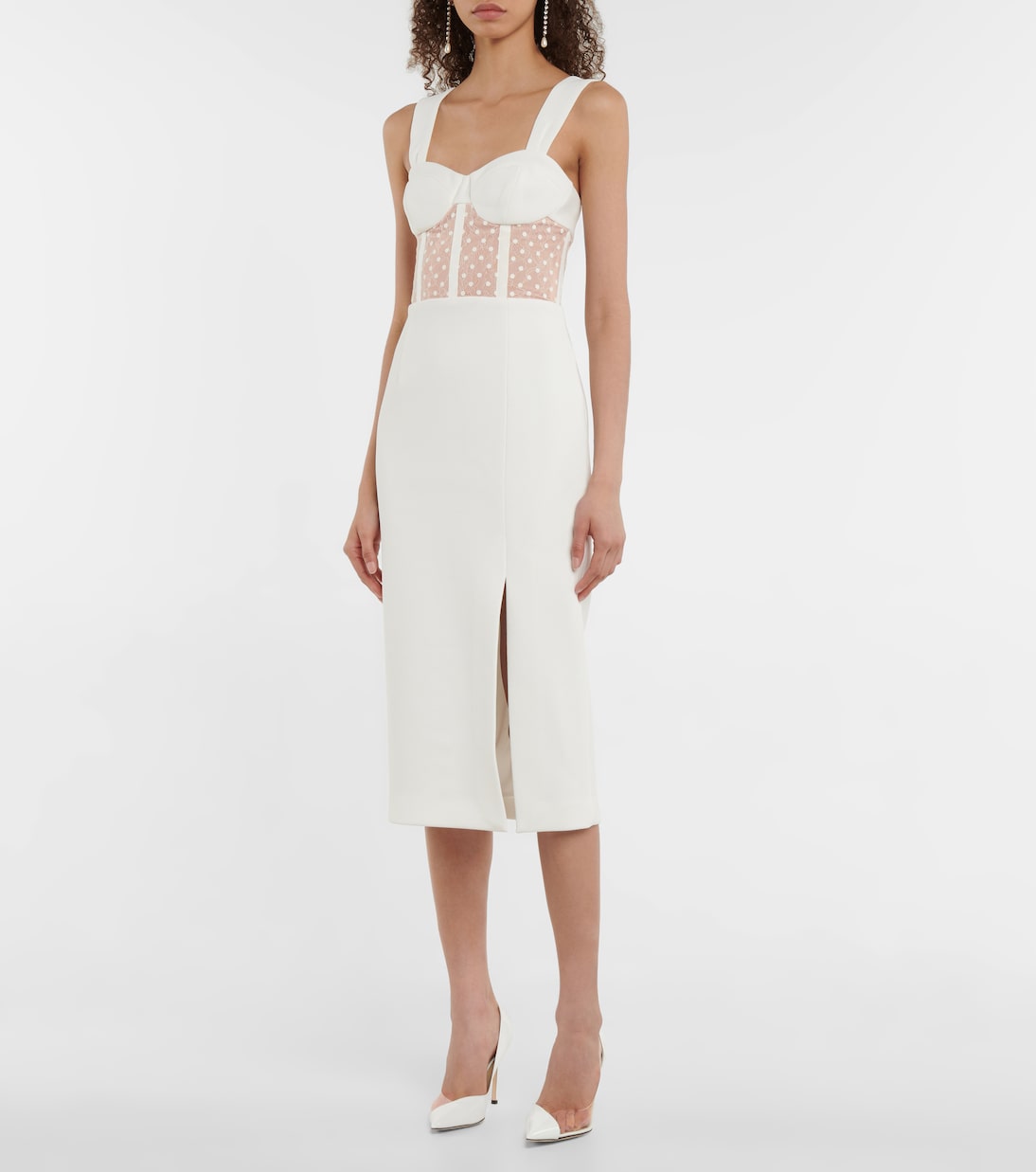Bridal Francine crêpe bustier midi dress | Rebecca Vallance