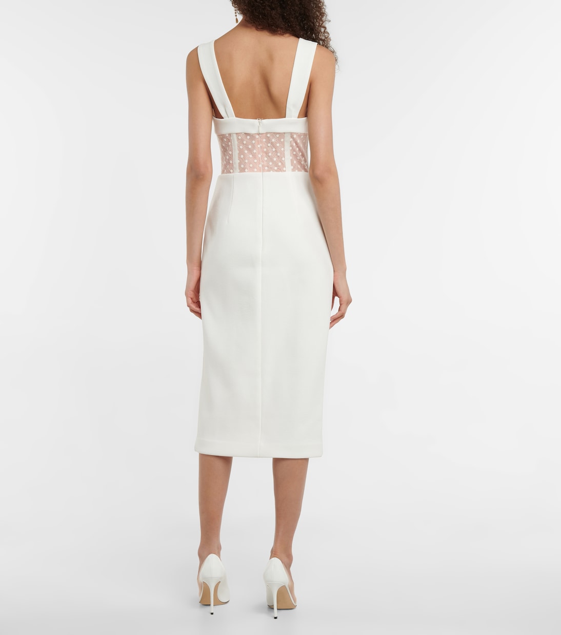 Bridal Francine crêpe bustier midi dress | Rebecca Vallance