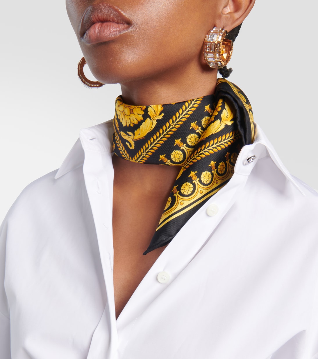 Barocco silk twill scarf in multicoloured Versace Mytheresa