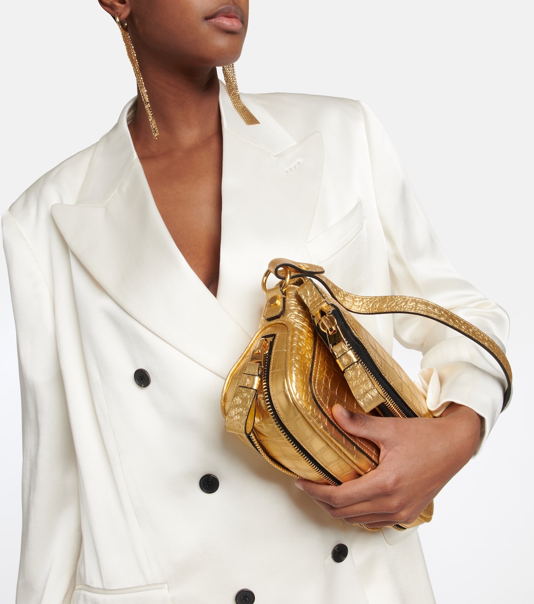 Jennifer Small croc-effect metallic leather shoulder bag | Tom Ford
