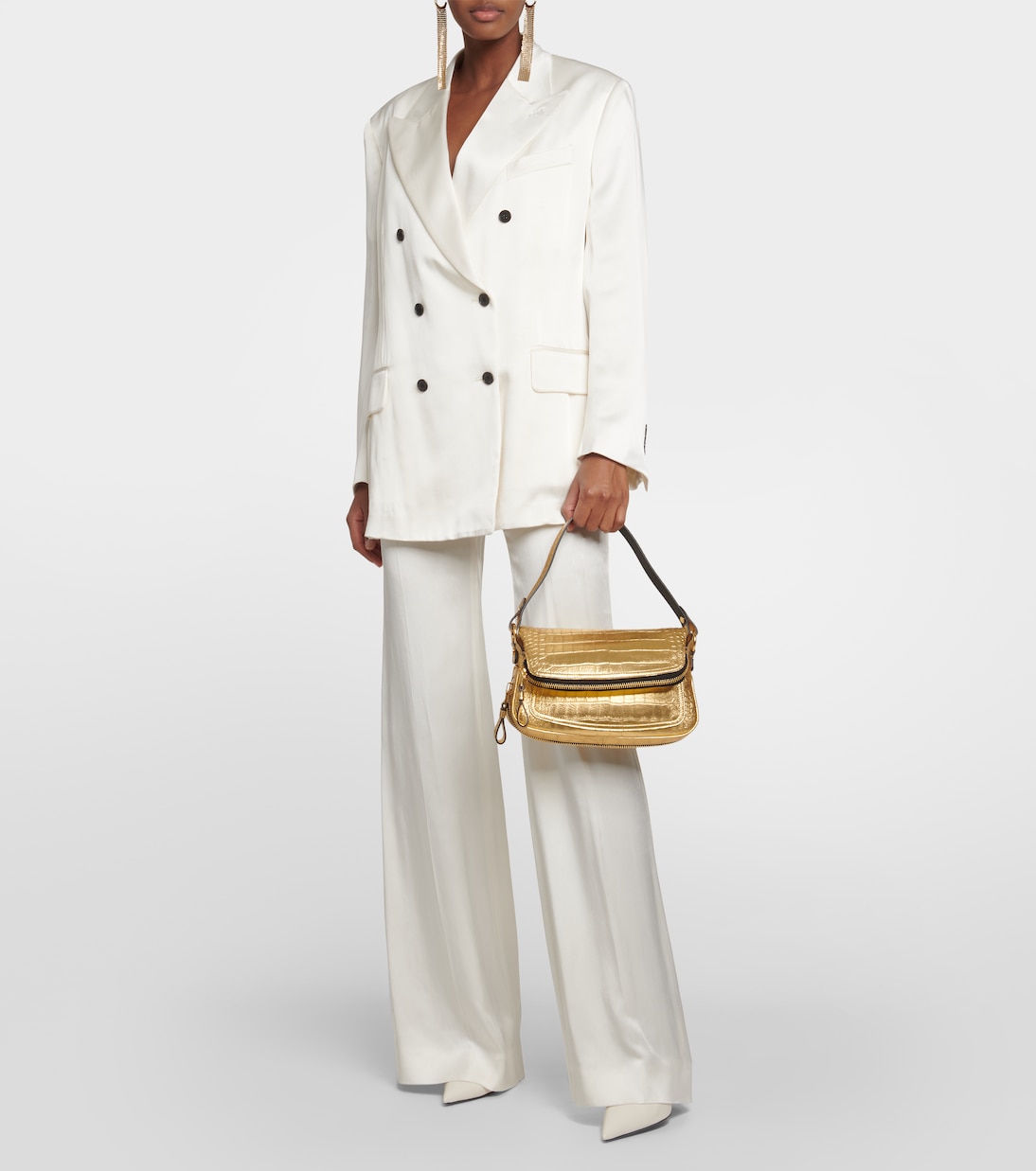 Jennifer Small croc-effect metallic leather shoulder bag | Tom Ford