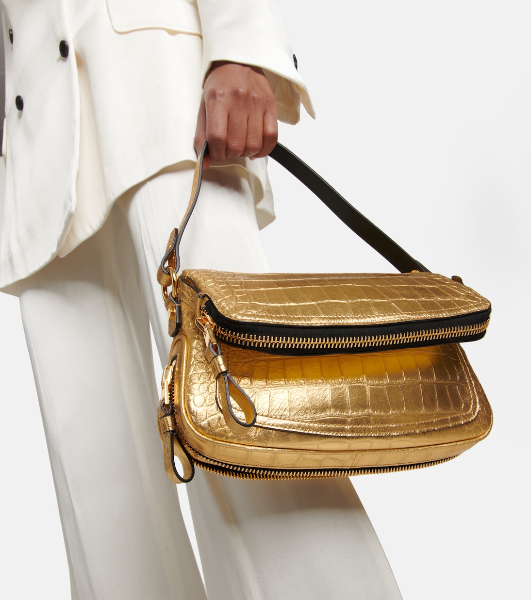 Jennifer Small croc-effect metallic leather shoulder bag | Tom Ford