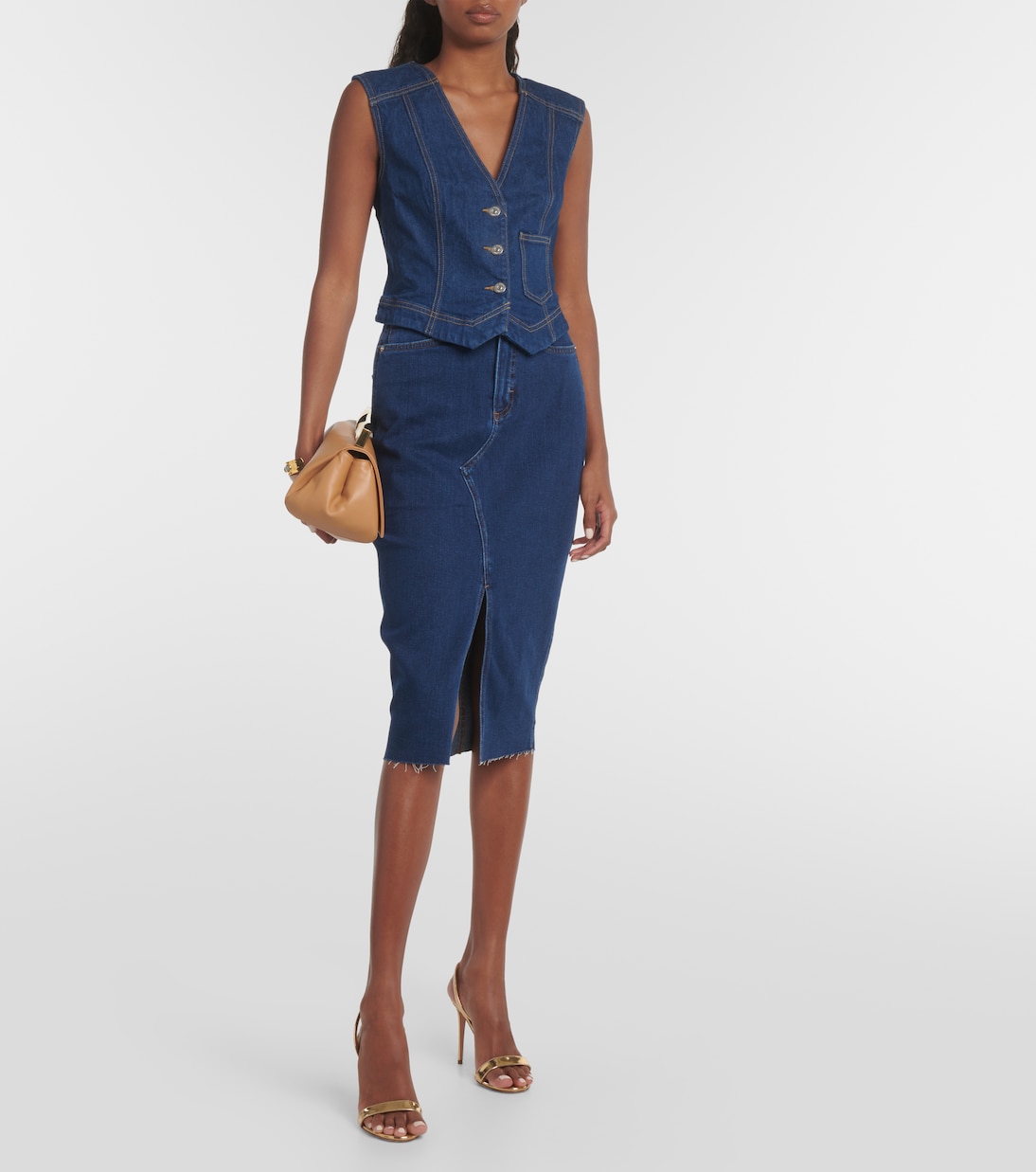 Gilet de costume Valeria en jean | Veronica Beard