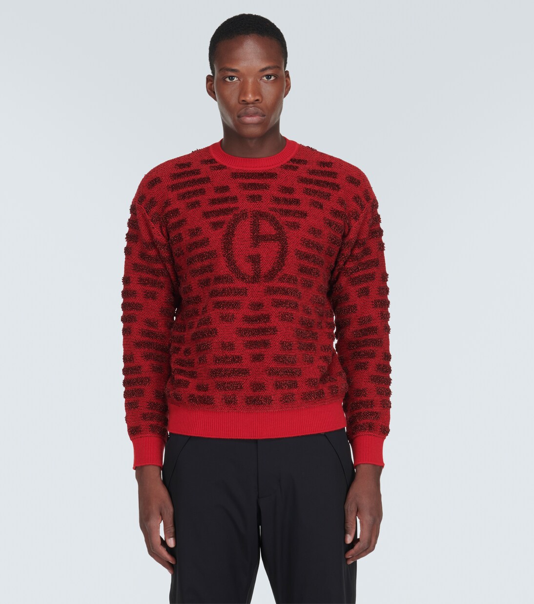 Logo jacquard wool-blend sweater | Giorgio Armani