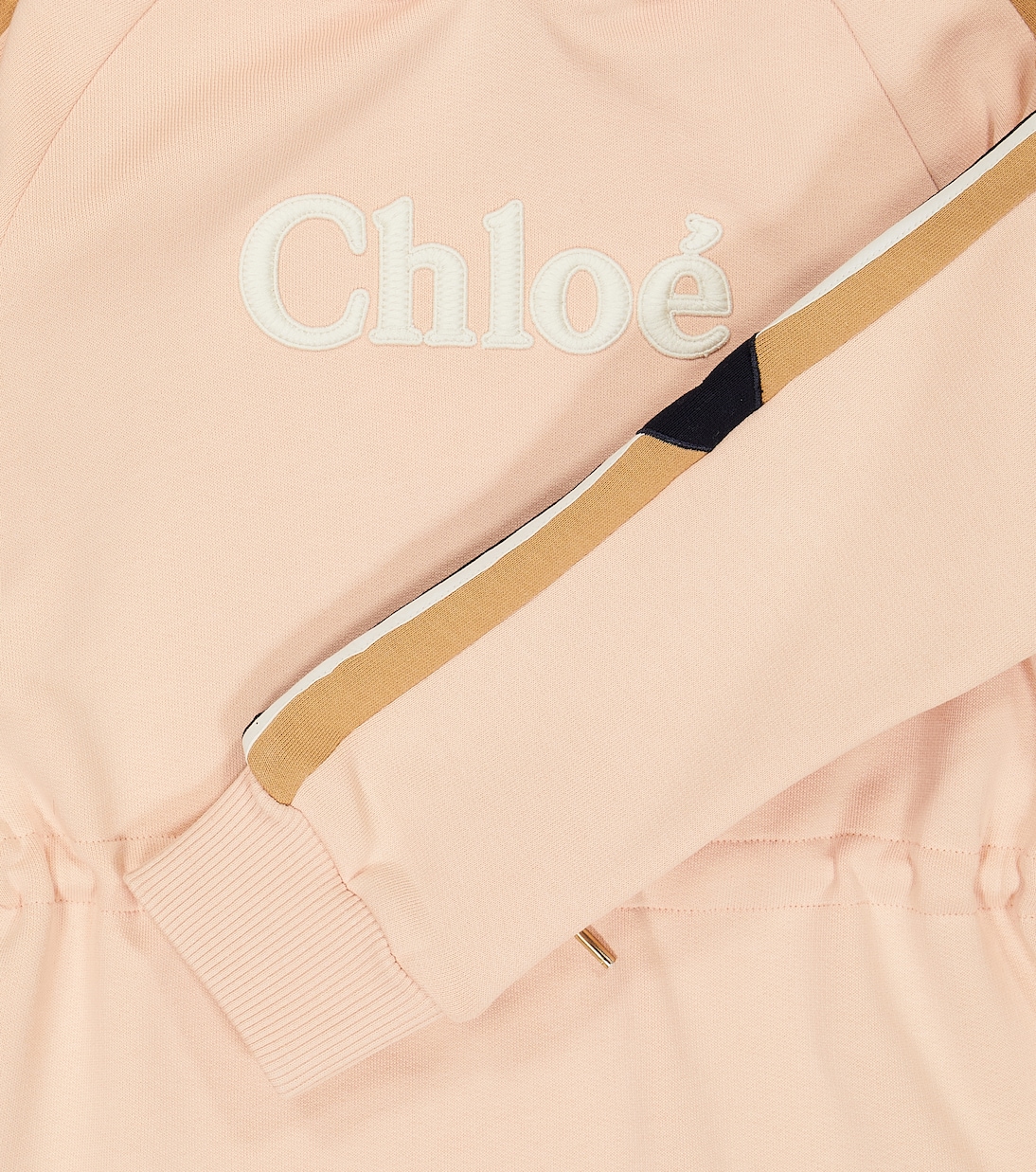 Abito in cotone con cappuccio e logo | Chloé Kids