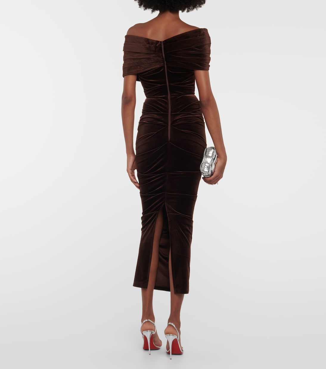 Off-shoulder velvet midi dress | Alex Perry