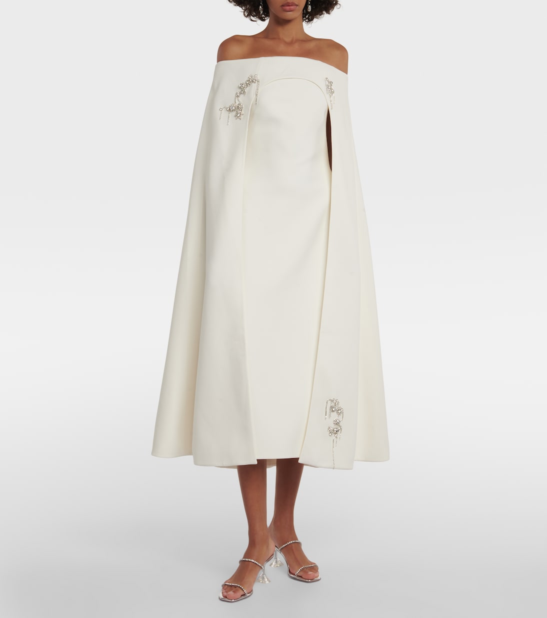Novia - vestido midi con capa y cristales | Safiyaa