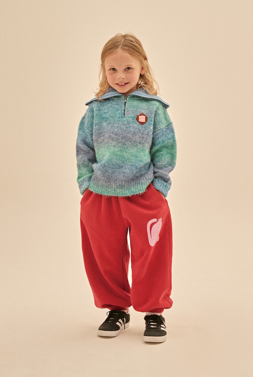 Pullover Flower con mezza zip | Jellymallow