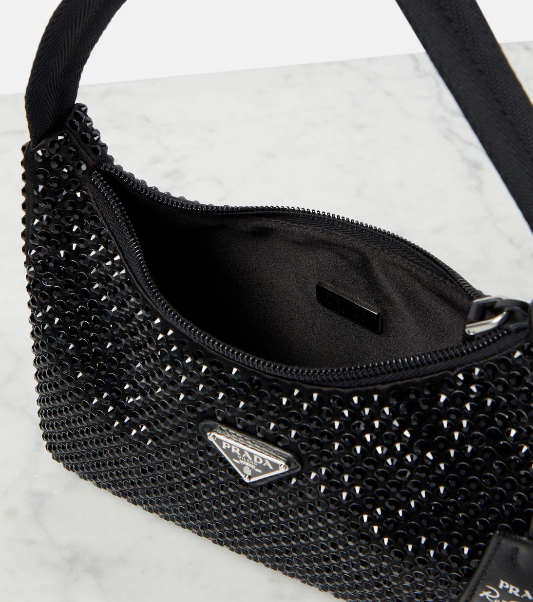 Borsa in raso con cristalli | Prada