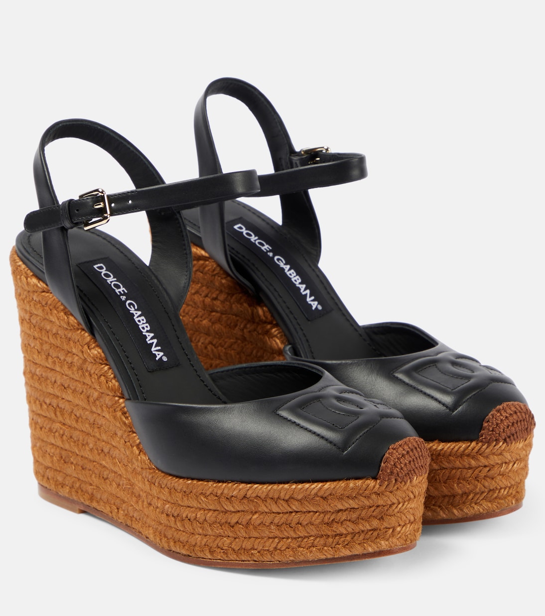 Espadrilles compensées en cuir à logo | Dolce&Gabbana