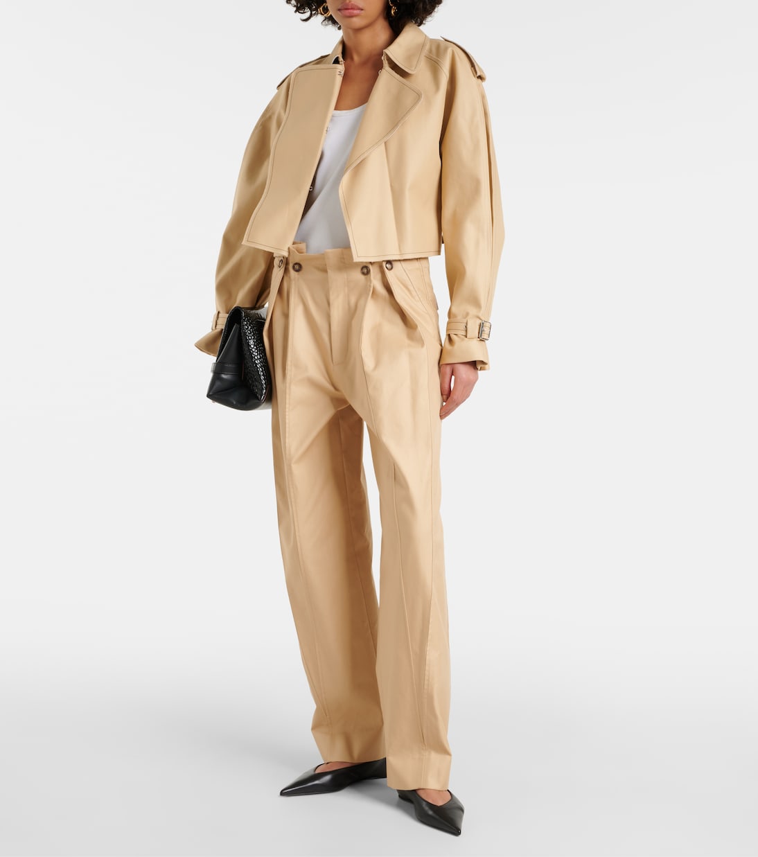 Pantaloni regular in cotone arricciato | Victoria Beckham