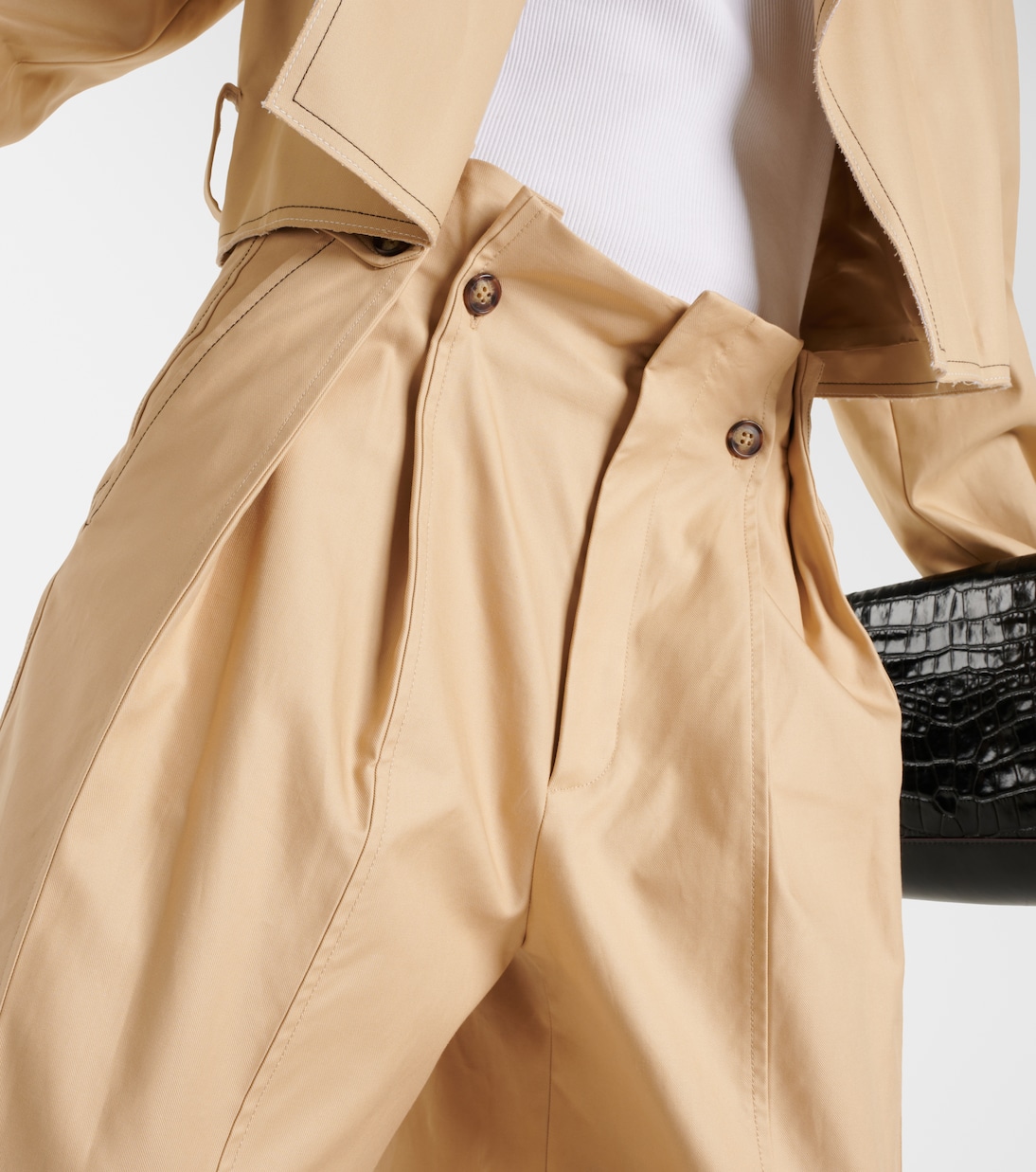 Pantaloni regular in cotone arricciato | Victoria Beckham