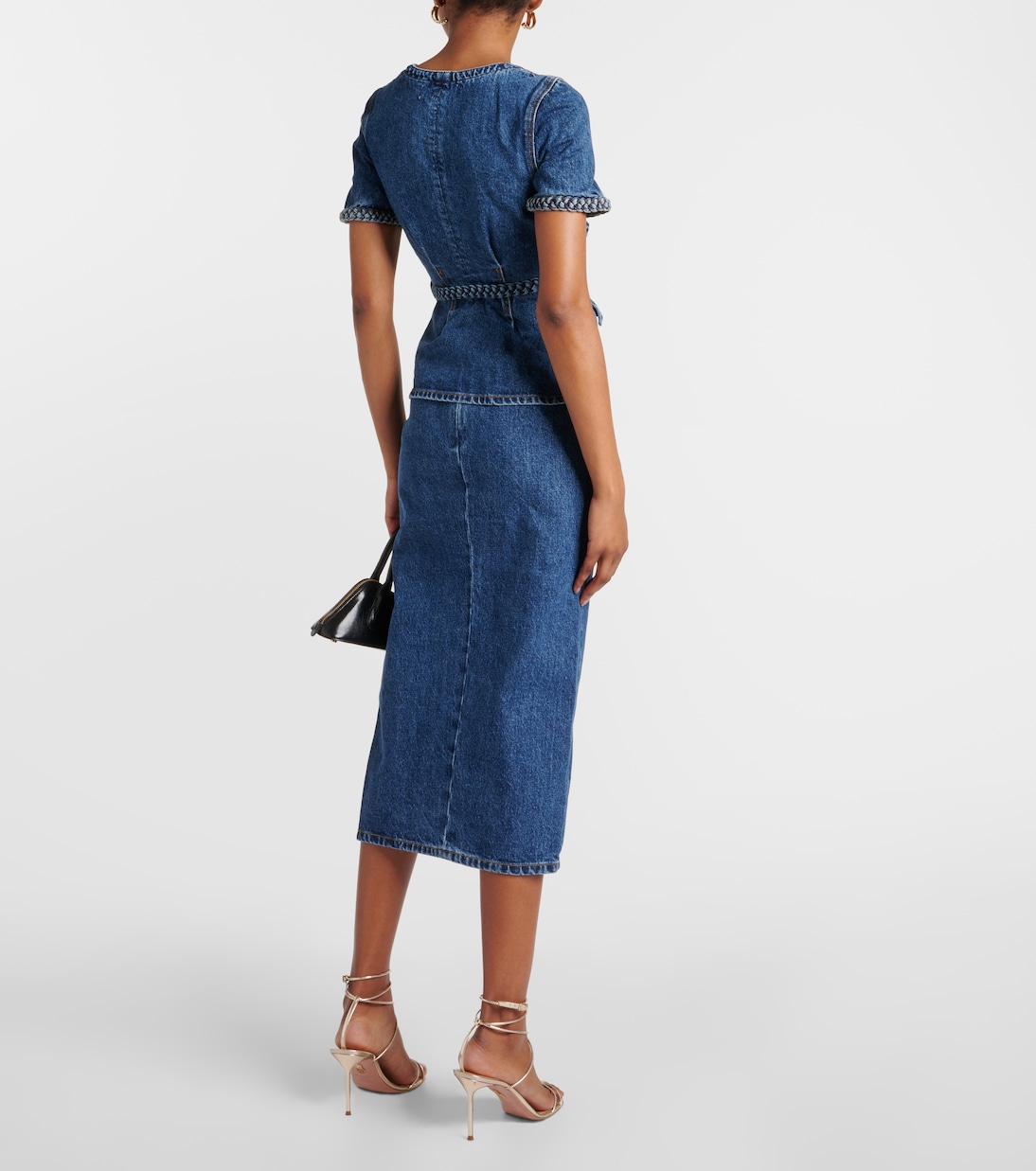Vestido midi de denim | Self-Portrait