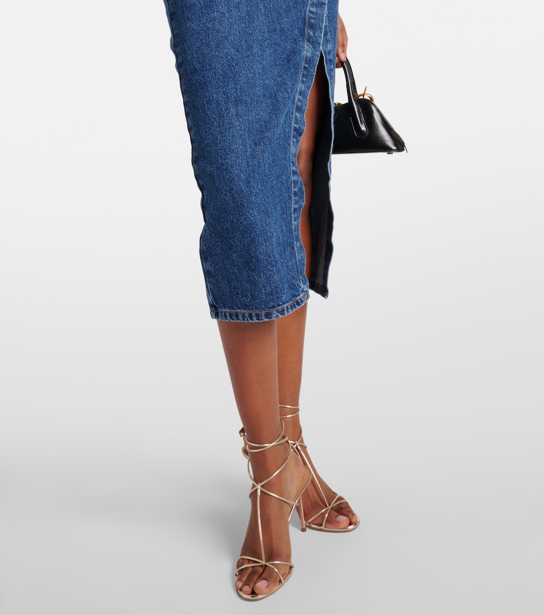 Vestido midi de denim | Self-Portrait