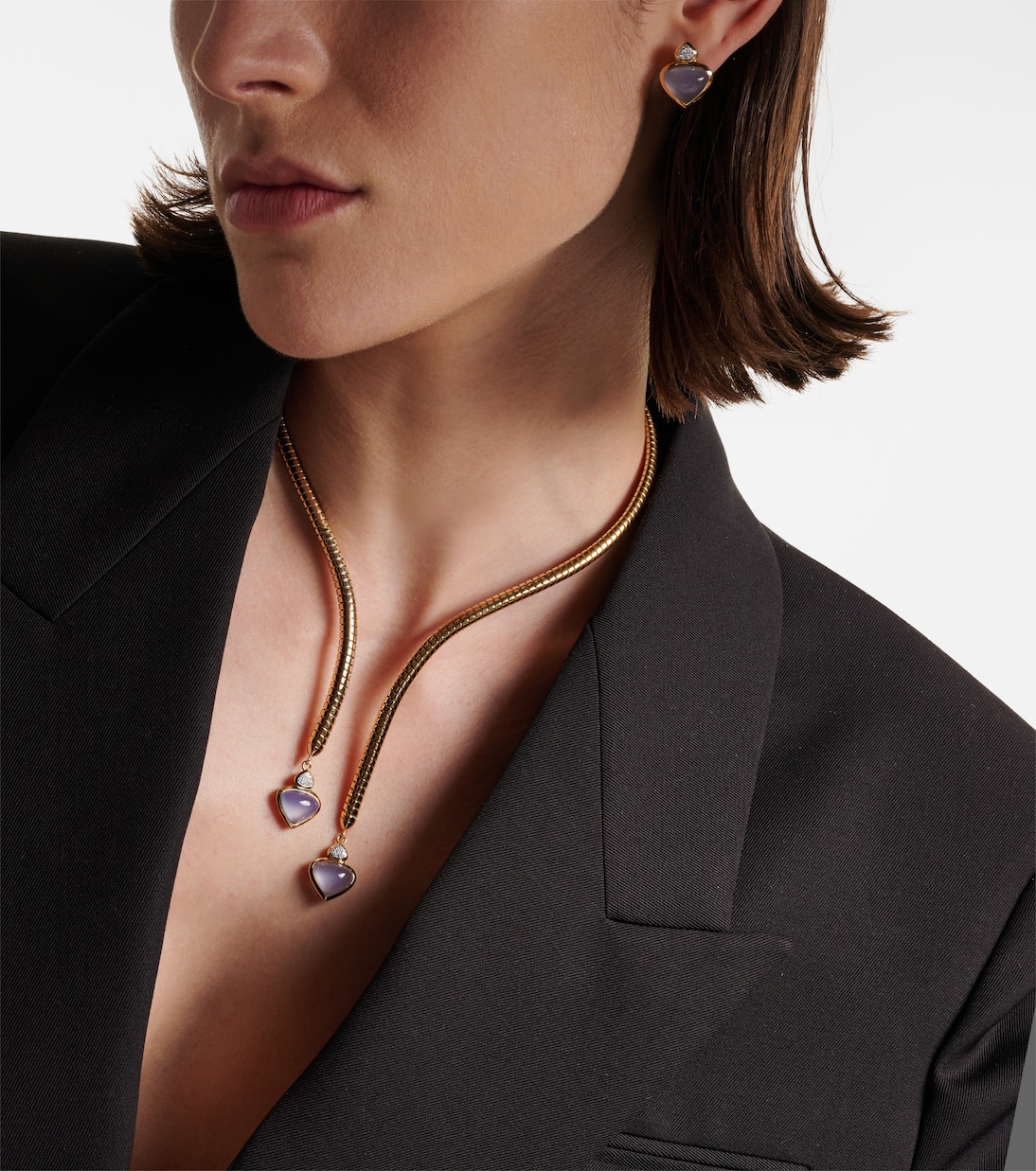 Collier Trisolina en or 18 ct, calcédoine bleue et diamants | Marina B