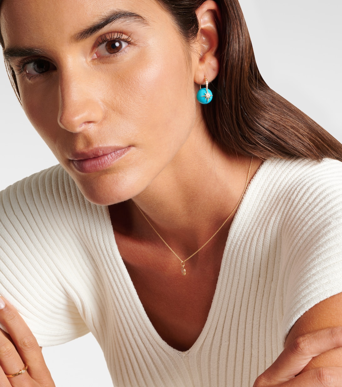 Boucles d'oreilles Starburst en or 14 ct, turquoise et diamants | Sydney Evan