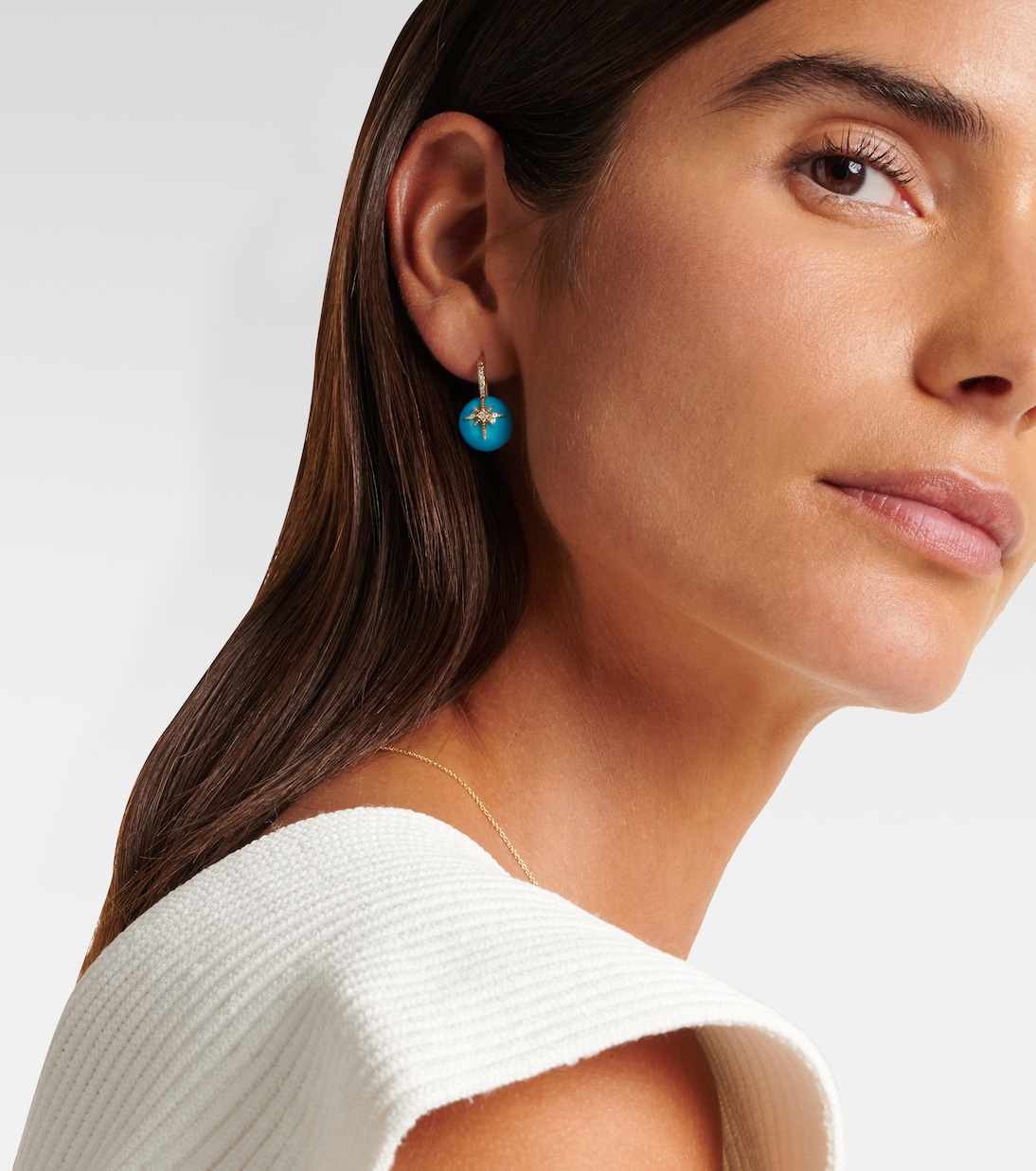 Boucles d'oreilles Starburst en or 14 ct, turquoise et diamants | Sydney Evan