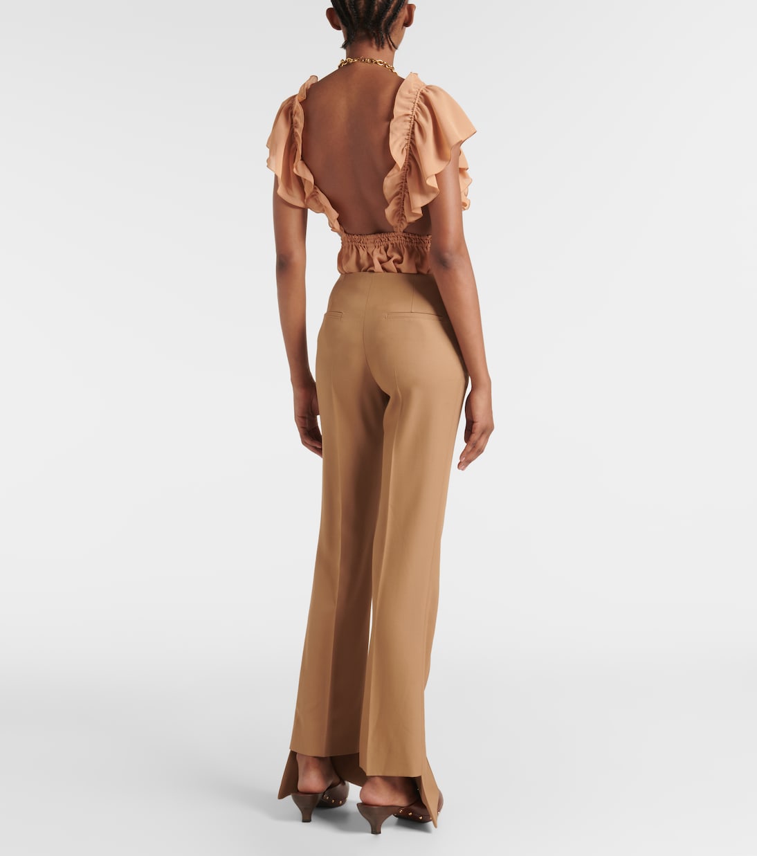 Pantaloni regular in lana a vita media | Chloé