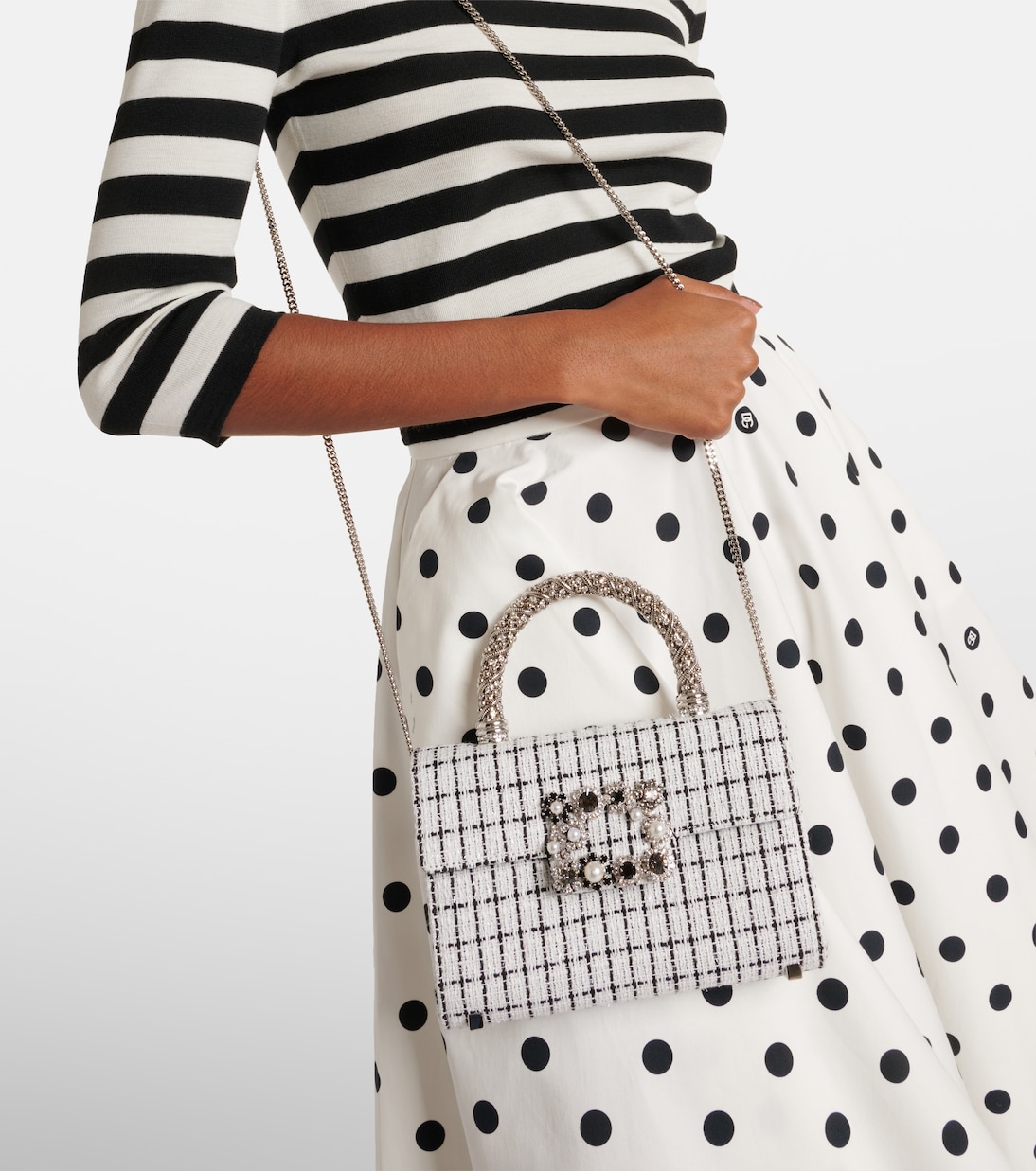 Sac Envelope Flower Jewel en tweed | Roger Vivier