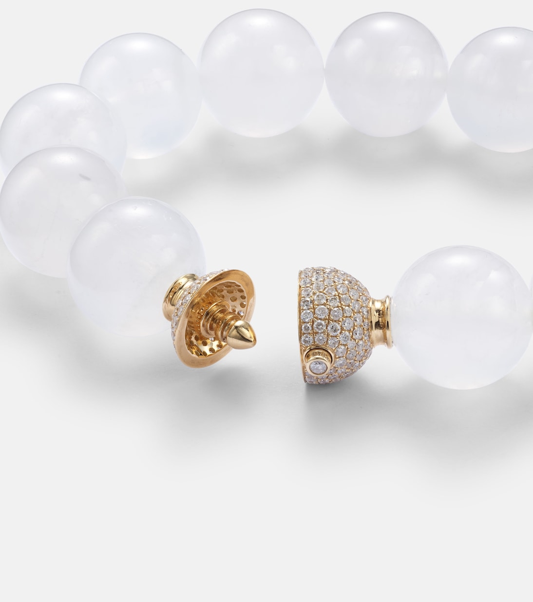 Bracciale in oro 18kt Octavia Elizabeth Riviera con perline, pietra di luna e diamanti per giovani trendy