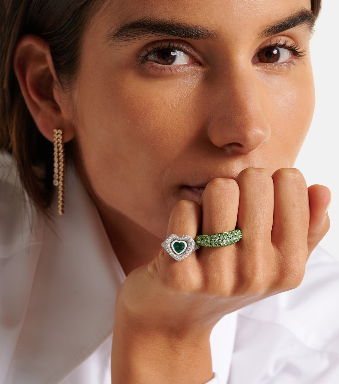Anello Lime Disco in oro bianco 18kt con diamanti | Kamyen