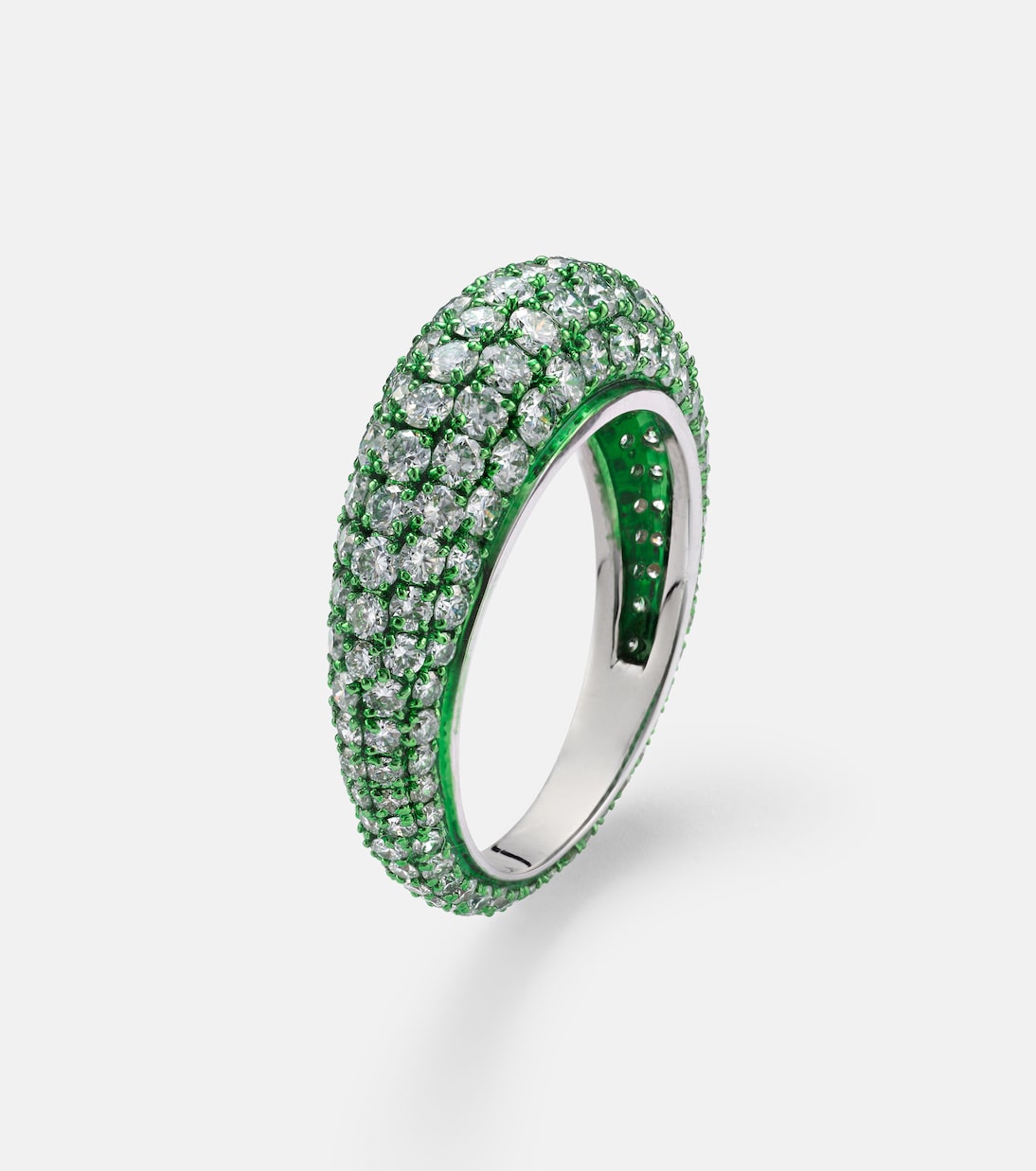 Anello Lime Disco in oro bianco 18kt con diamanti | Kamyen