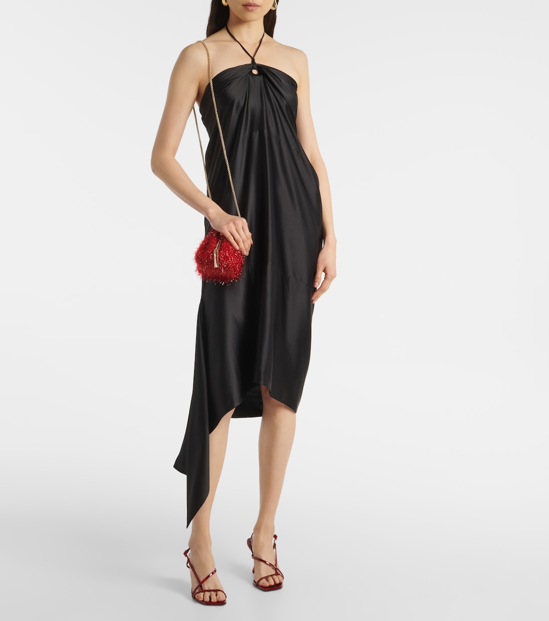 Bon Bon Mini tinsel-embellished bucket bag | Jimmy Choo