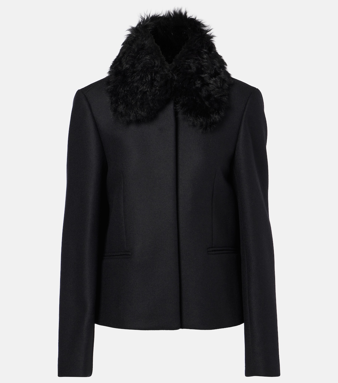 Shearling-trimmed wool-blend jacket | Toteme