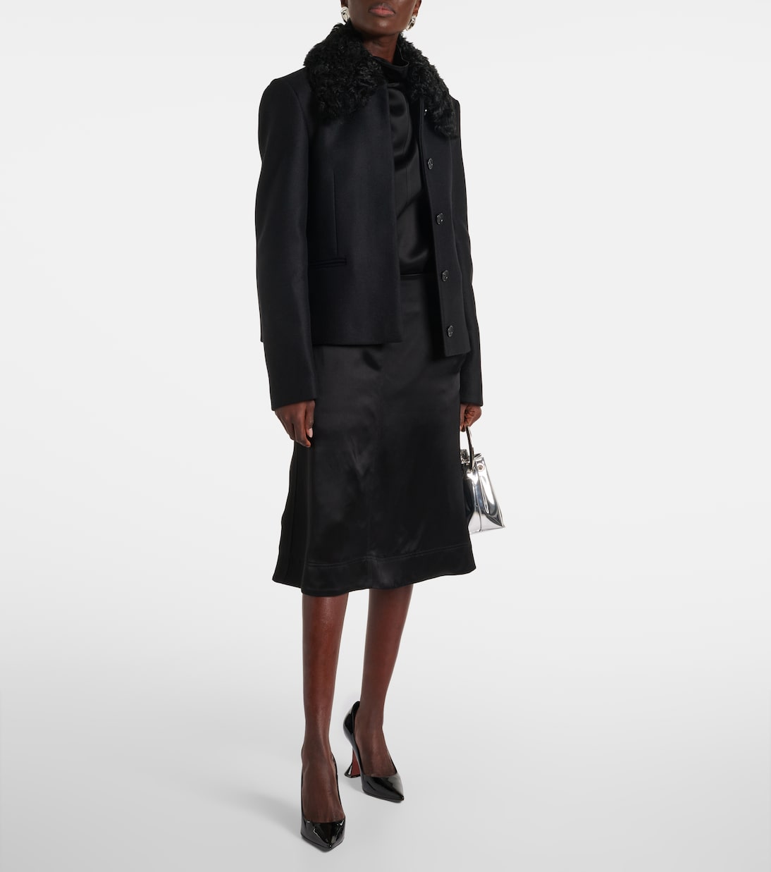 Shearling-trimmed wool-blend jacket | Toteme