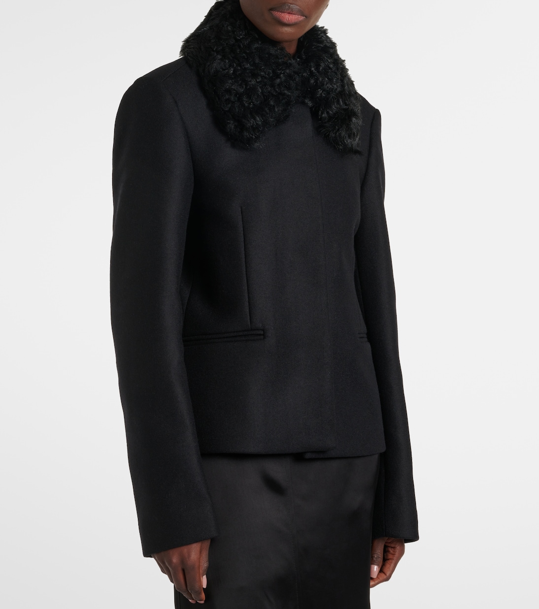 Shearling-trimmed wool-blend jacket | Toteme