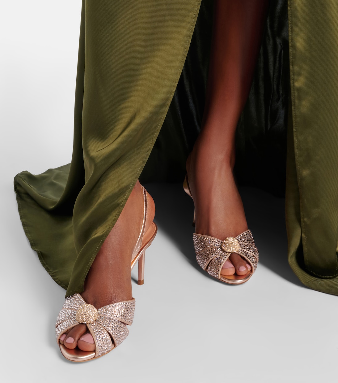 Slingback-Sandalen Italian Flirt 75 mit Kristallen | Aquazzura