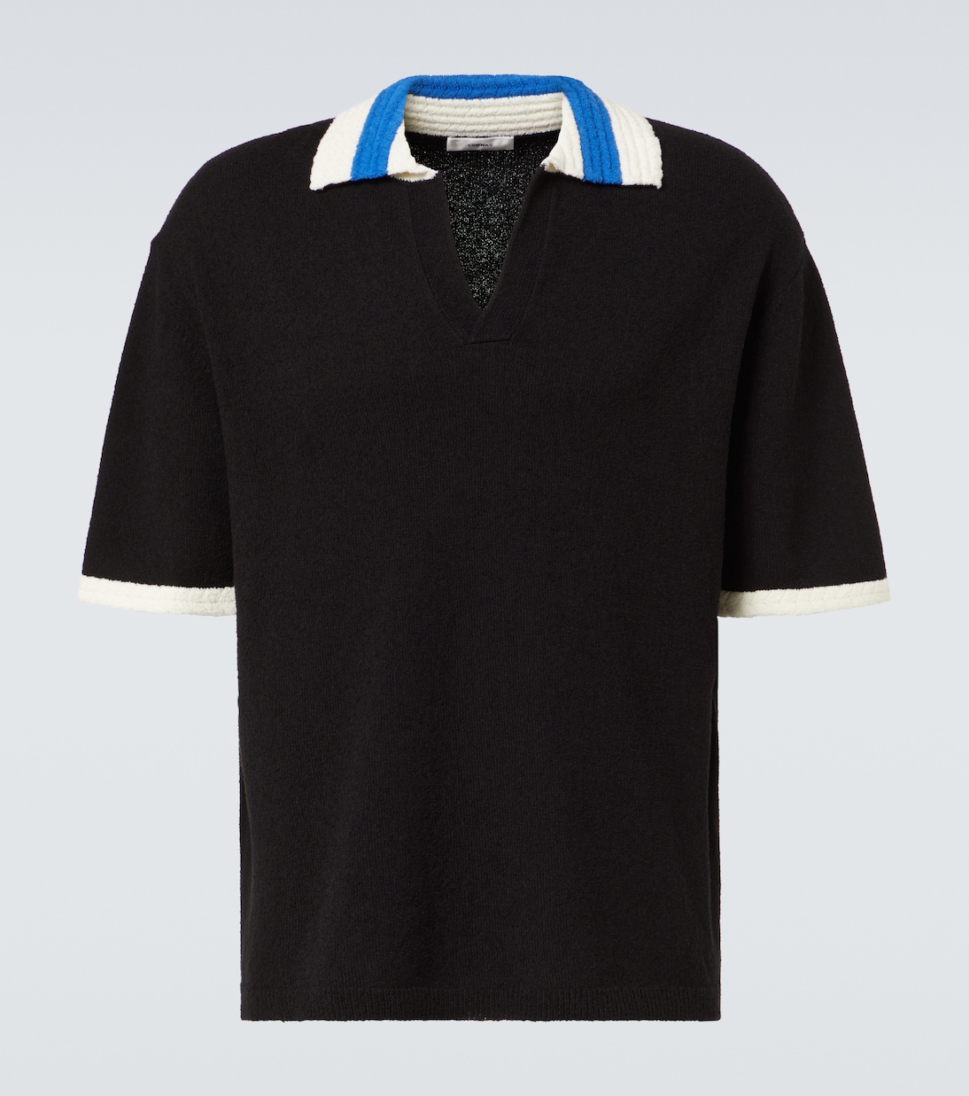 Crochet cotton-blend polo shirt | Commas