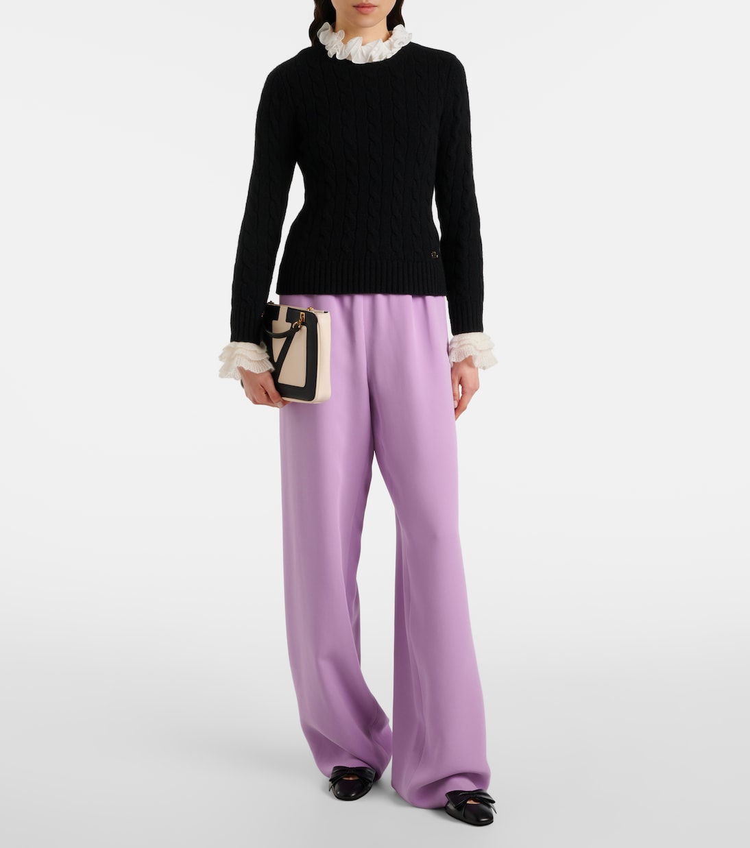 Pantaloni a gamba larga in Cady Couture | Valentino
