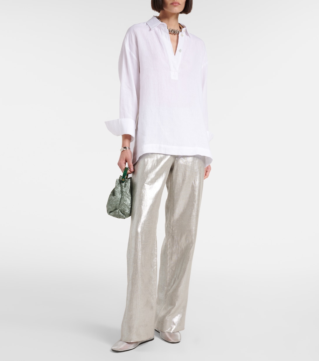 Pantaloni Malika in lino metallizzato a gamba larga | 'S Max Mara