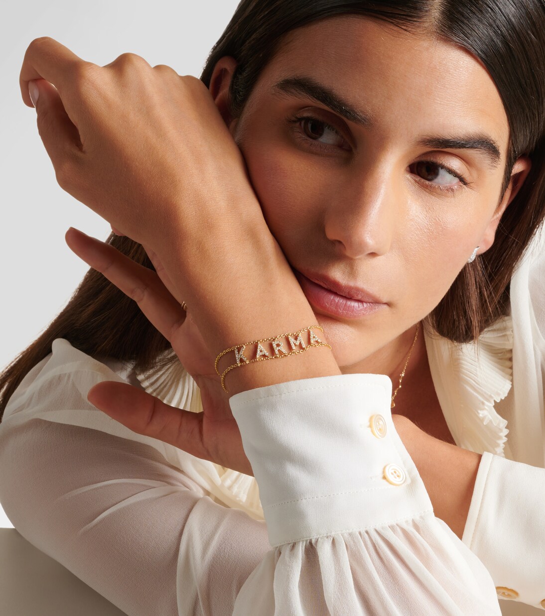Bracciale in oro 14kt Karma di ROXANNE con diamanti, gioiello trendy per giovani