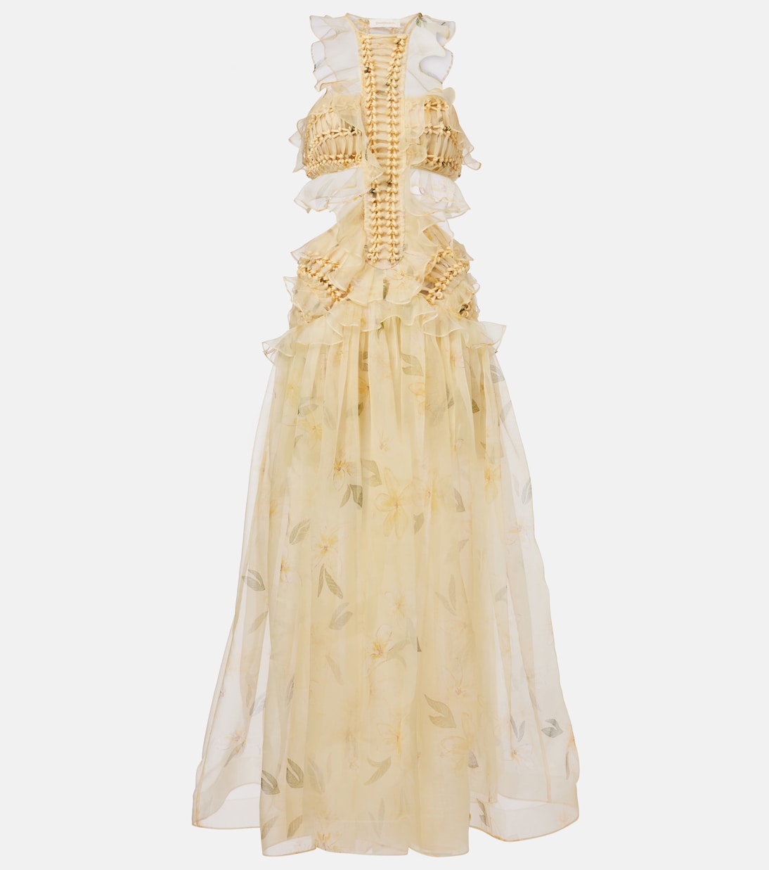 Abito lungo Balance in organza di seta con volant | Zimmermann